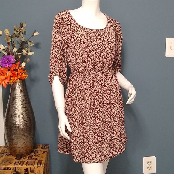 Timing Multicolor Blouson Knit Short Dress Size Small Scoop Neck 3/4 Sleeve - Picture 6 of 8